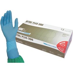 GUANTI IN NITRILE PLUS 300 NON TALCATI - lungh. 30cm - box 100pz - varie misure