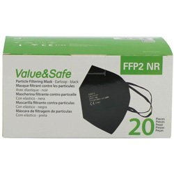 MASCHERINA FACCIALE RESPIRATORIA FFP2 A 5 STRATI SENZA VALVOLA - nera - conf.20pz