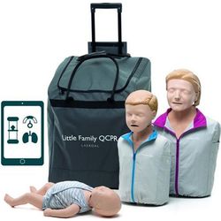 SET MANICHINI BLS RCP LITTLE FAMILY PACK QCPR con trolley da trasporto