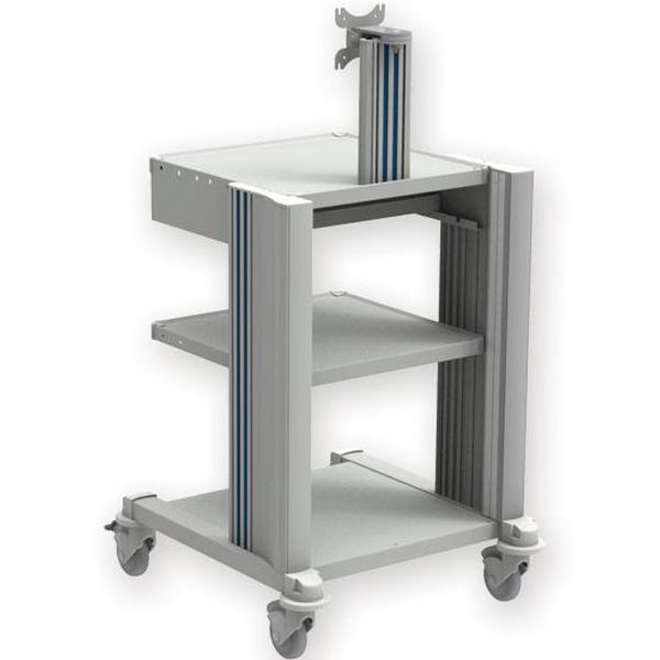 CARRELLO PROFESSIONALE PRO CART 2 - 2 ripiani 50x50cm + base - con supporto tastiera e braccio monitor