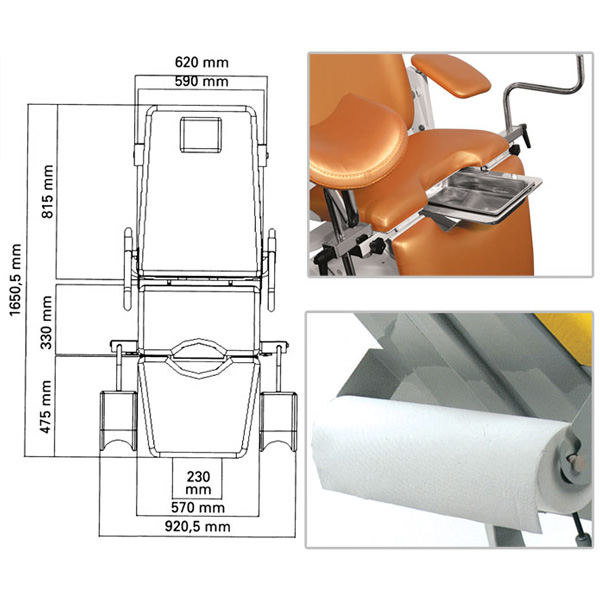 POLTRONA LETTINO GINECOLOGICO GYNEX PROFESSIONAL - portata 180kg - colori vari