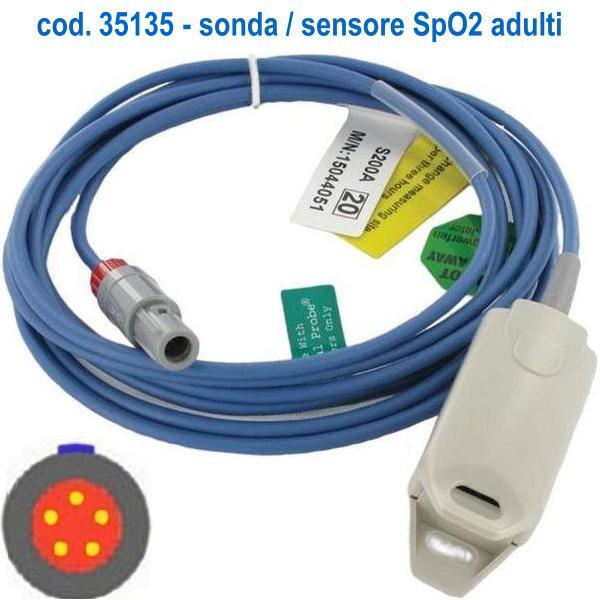 SONDA SENSORE SPO2 - CONNETTORE ROTONDO A 5PIN - adulti / pediatrico