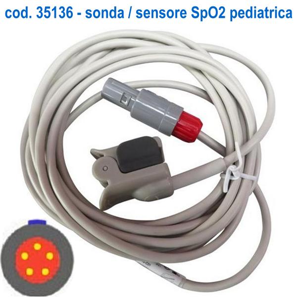 SONDA SENSORE SPO2 - CONNETTORE ROTONDO A 5PIN - adulti / pediatrico