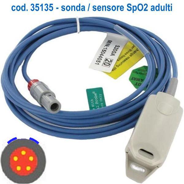 SONDA SENSORE SPO2 - CONNETTORE ROTONDO A 5PIN - adulti / pediatrico