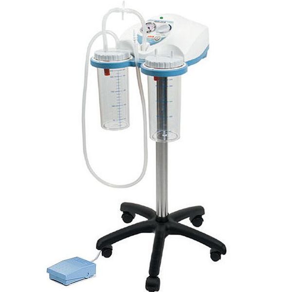 ASPIRATORE CHIRURGICO SUPER VEGA SU CARRELLO a pedale - 2x2Lt - 40Lt/min