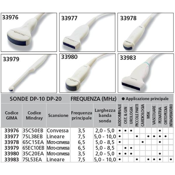 SONDA 7.5 MHz - lineare per Mindray DP-10, DP-20, DP-2200