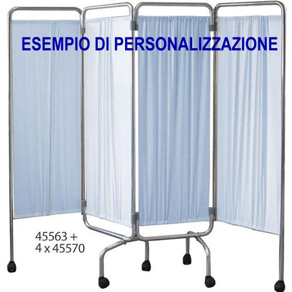 STRUTTURA PARAVENTO IN ALLUMINIO - 4 ANTE - CON RUOTE - 200xh.170cm - tende non incluse