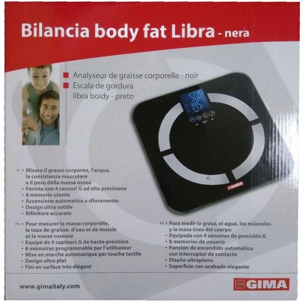 BILANCIA PESAPERSONE DIGITALE MULTIFUNZIONE CON CALCOLO BMI - portata 150kg - 8 memorie - nera