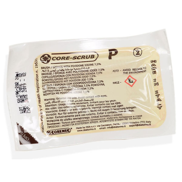 KIT SPAZZOLA SCRUB PVP-IODINE - completo di spazzola, spugna e pulisci-unghie - Conf.30pz