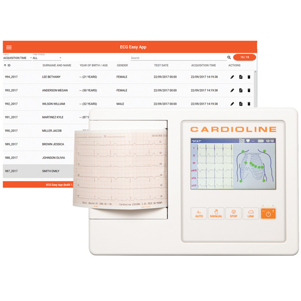 ELETTROCARDIOGRAFO / ECG CARDIOLINE 100L BASIC 12 DERIVAZIONI - 3/6 canali - display Touch Screen a colori 