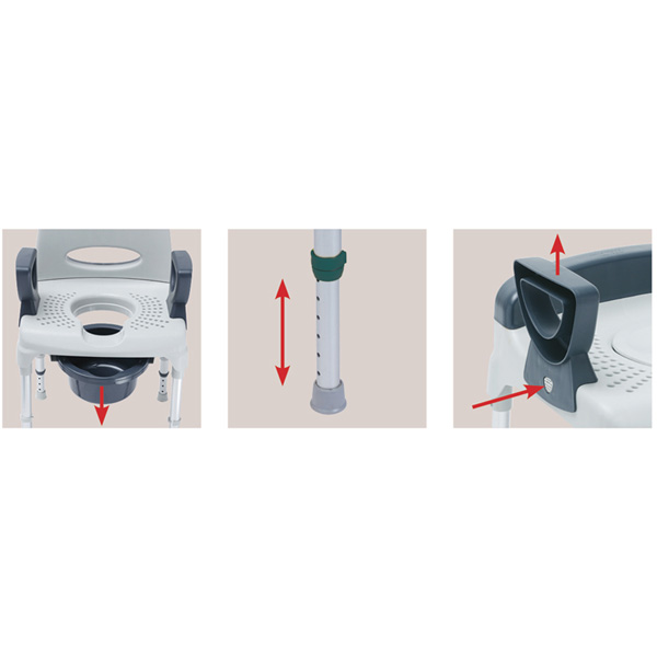 SEDIA DA DOCCIA - con schienale e braccioli - portata 130kg - altezza regolabile