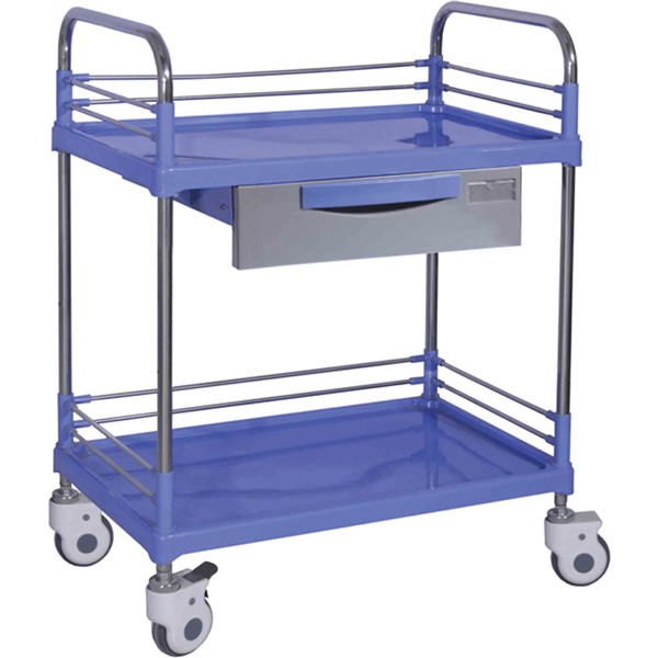 CARRELLO OSPEDALIERO UTILITY in acciaio inox - 3 ripiani e cassetto - 73x48xh.90cm - portata 60kg