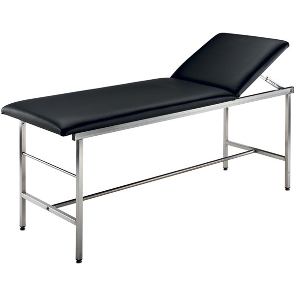 LETTINO VISITA MEDICA in acciaio Inox - 177x60x.h75cm - portata 150 kg - nero