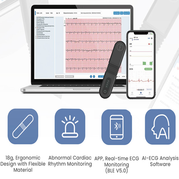 REGISTRATORE ECG DINAMICO 24 H - 1 derivazione - wireless bluetooth