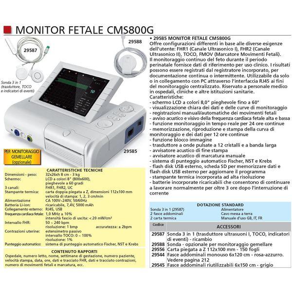 MONITOR FETALE PORTATILE CONTEC CMS800G - sonda 3 in 1 - display LCD 8,0