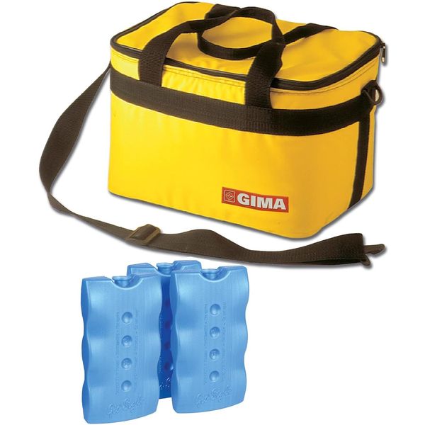 BORSA TERMICA A TRACOLLA IN NYLON 30x23x21cm - col. giallo - con 3 panetti termici