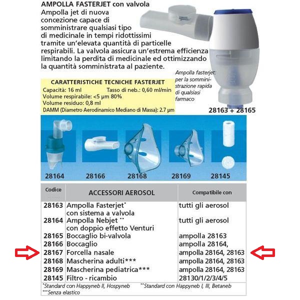 FORCELLA NASALE AEROSOL per ampolle cod. 28163-28164