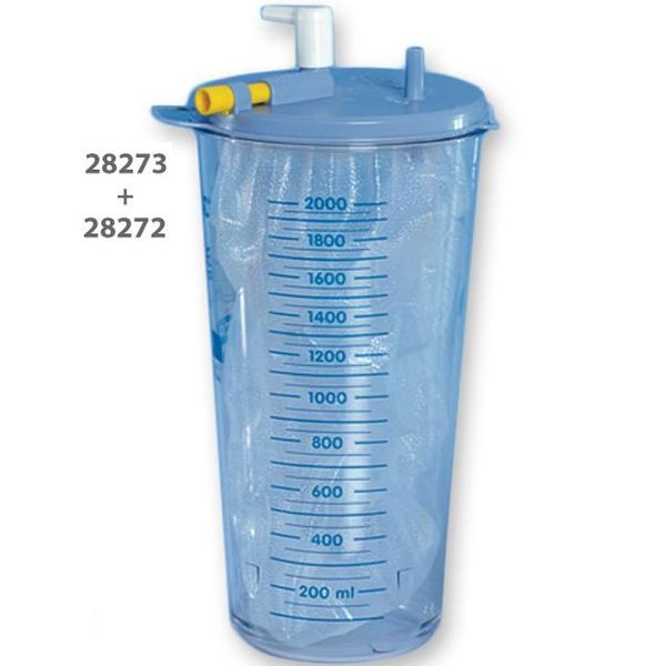 VASO FLACONE CON VALVOLA DA 2lt - autoclavabile - per sacca monouso Flovac cod. 28273