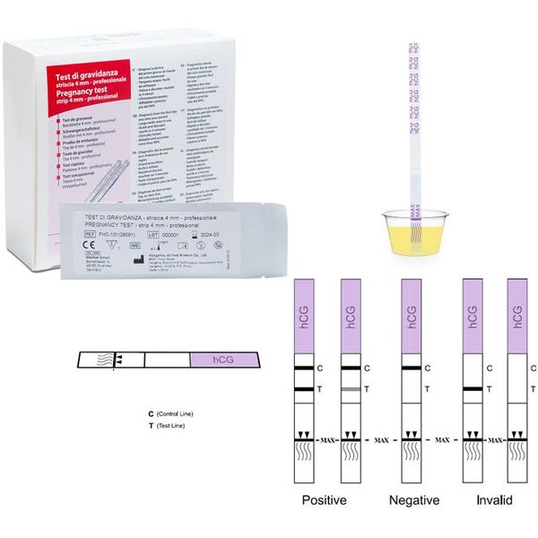 TEST DI GRAVIDANZA - uso professionale - risultato in 3 minuti - conf.50pz strisce da 4mm