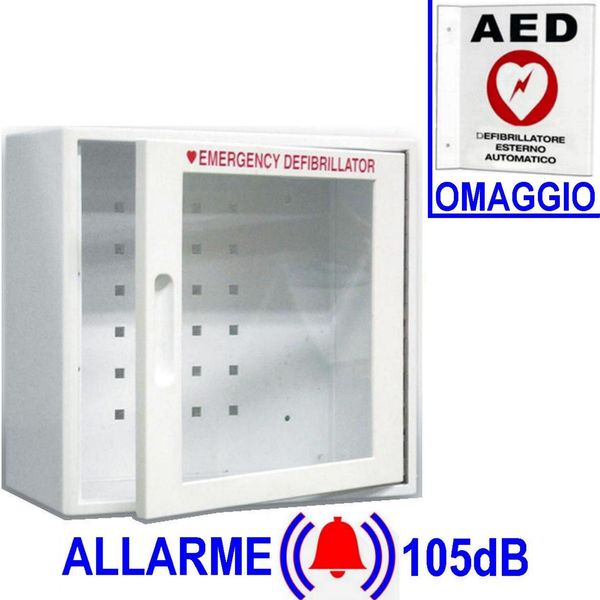 TECA ARMADIETTO A MURO PER DEFIBRILLATORE con allarme + cartello (in omaggio)