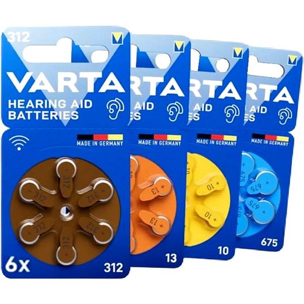 BATTERIE ACUSTICHE A BOTTONE VARTA 1,45V  - conf. 6pz - vari modelli