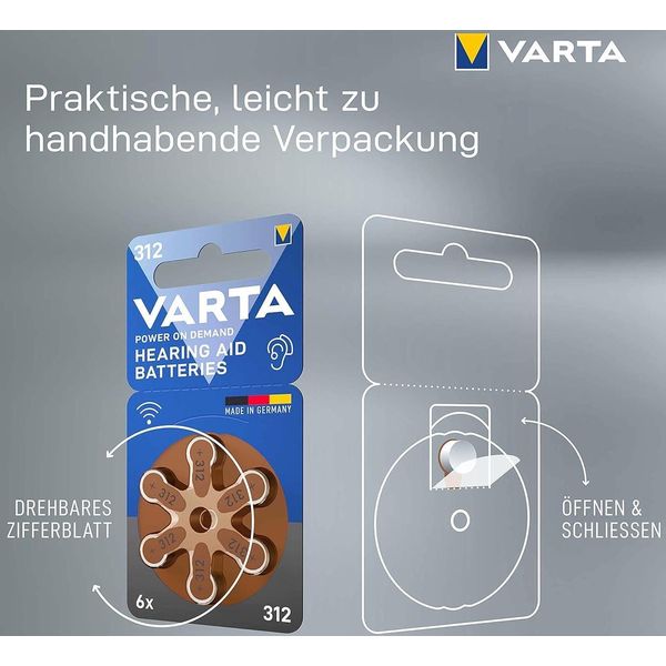 BATTERIE ACUSTICHE A BOTTONE VARTA 1,45V  - conf. 6pz - vari modelli