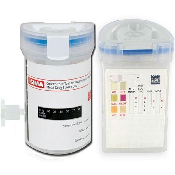 TEST URINE ANTIDROGA / CUP TEST DROGHE - 7 parametri + 6 adulteranti - vers. reader - conf.25pz