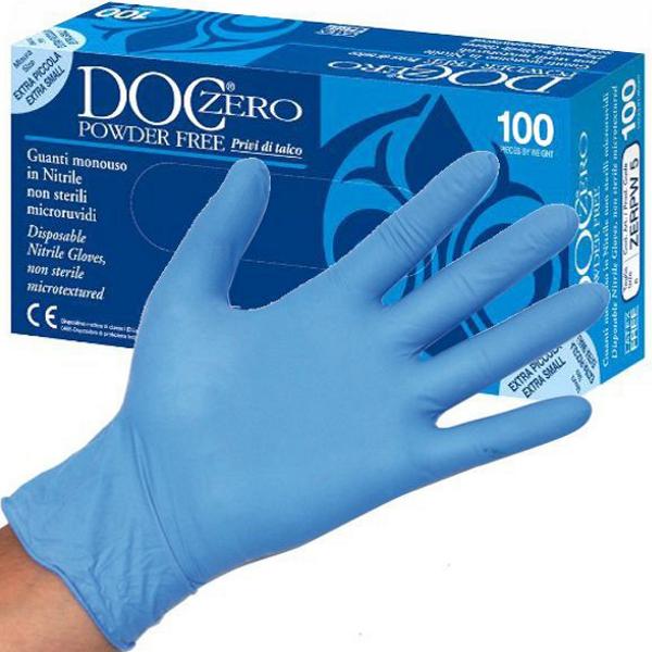 GUANTI IN NITRILE DOC ZERO senza polvere - conf.100pz - varie misure