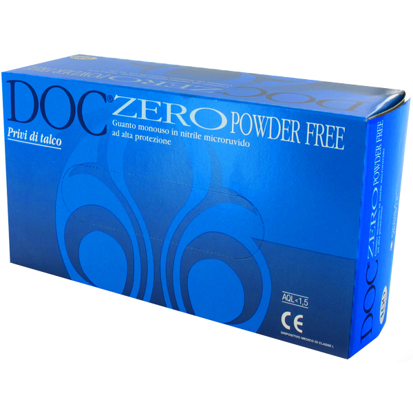 GUANTI IN NITRILE DOC ZERO senza polvere - conf.100pz - varie misure