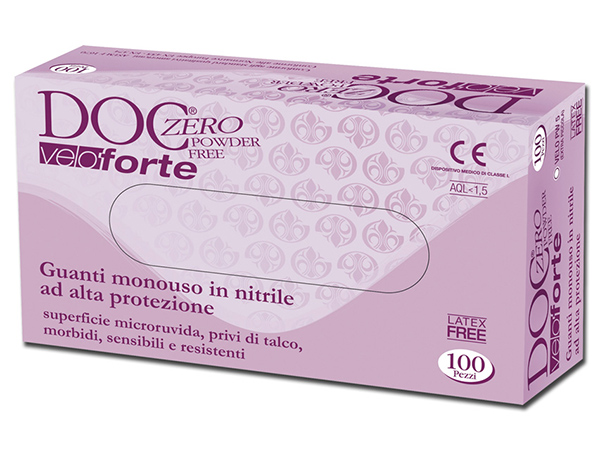 GUANTI IN NITRILE VELOFORTE senza polvere - conf.100pz - varie misure