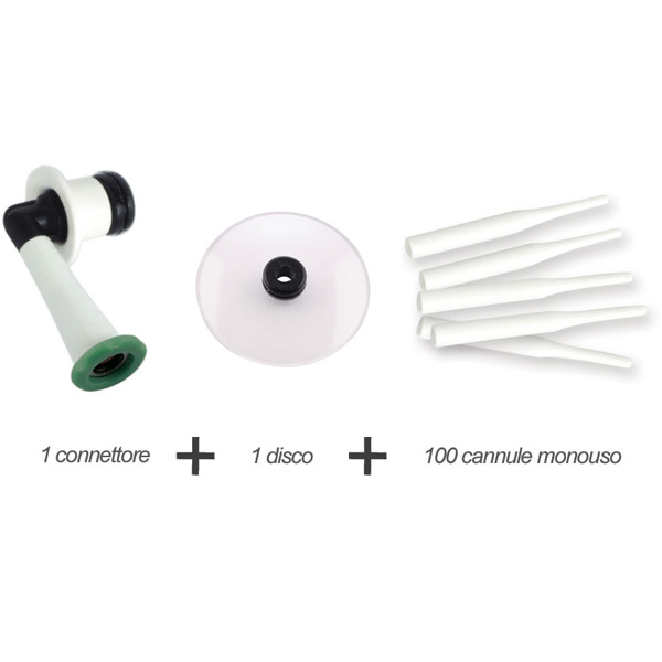 KIT CANNULE MONOUSO PER OTOSCILLO cod.25800 - 100cannule+1connettore+1disco